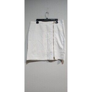 Anne Klein White Washable Gold Highlighted Skirt Sz 12